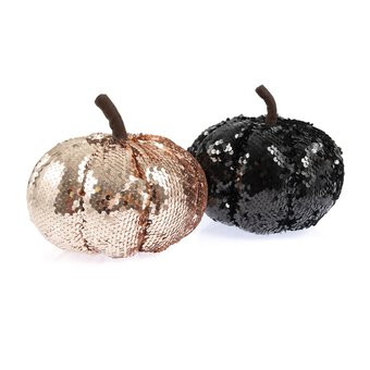 Rose Gold Sequin Pumpkin 17cm image number 3