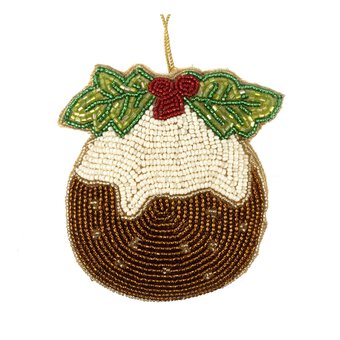 Beaded Christmas Pudding Decoration 10cm