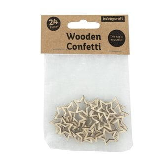 Wooden Hollow Star Confetti 24 Pieces image number 4