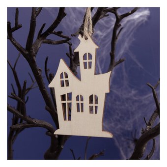 Hanging Wooden Haunted House Decoration 11cm 