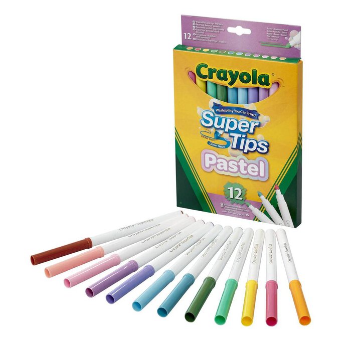 Crayola Super Tips Pastel. Set of 12 Felt Tips in a range of