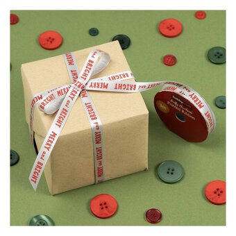 Merry and Bright Printed Ribbon 10mm x 3m