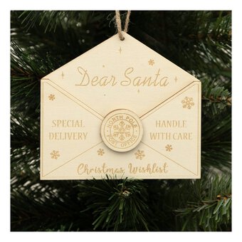 Hanging Wooden Dear Santa Envelope Decoration 11cm image number 4