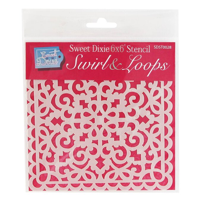 Sweet Dixie Swirl Loops Stencil 15cm x 15cm image number 1