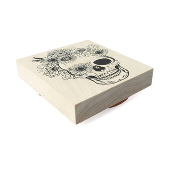 Floral Skull Wooden Stamp 10cm x 9cm image number 2