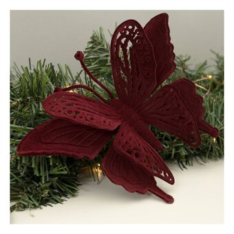 Burgundy Velvet Butterfly Clip 18cm