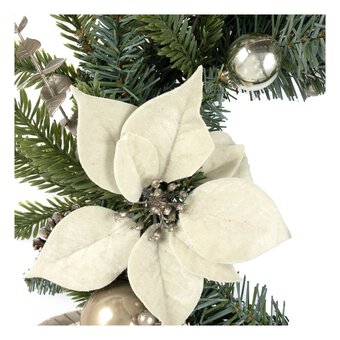 White and Gold Poinsettia Wreath 51cm image number 3