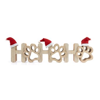 Wooden Paw Ho Ho Ho Decoration 30cm  image number 2