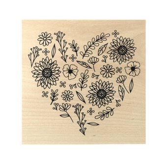 Floral Heart Wooden Stamp 9cm x 9cm image number 3