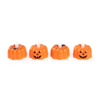 Orange Pumpkin LED Tealights 4 Pack