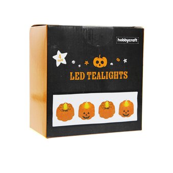 Orange Pumpkin LED Tealights 4 Pack image number 3