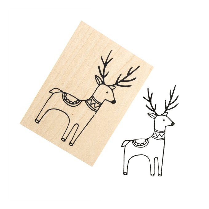 Reindeer Wooden Stamp 5cm x 7cm image number 1