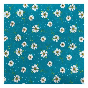 Teal Daisy Spot Polycotton Fabric by the Metre image number 2