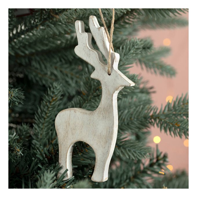 Hanging Reindeer Mango Wood Decoration 14cm image number 1