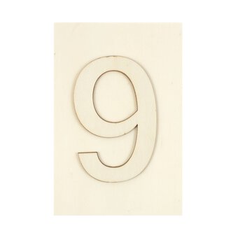 Wooden Number 9 Plaque 10cm x 15cm