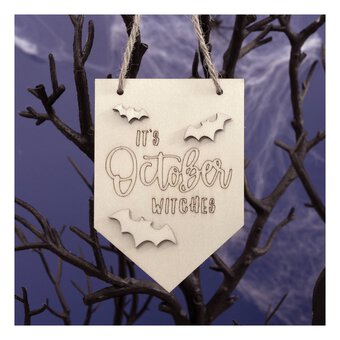 Hanging Wooden It’s October Witches Decoration 10cm