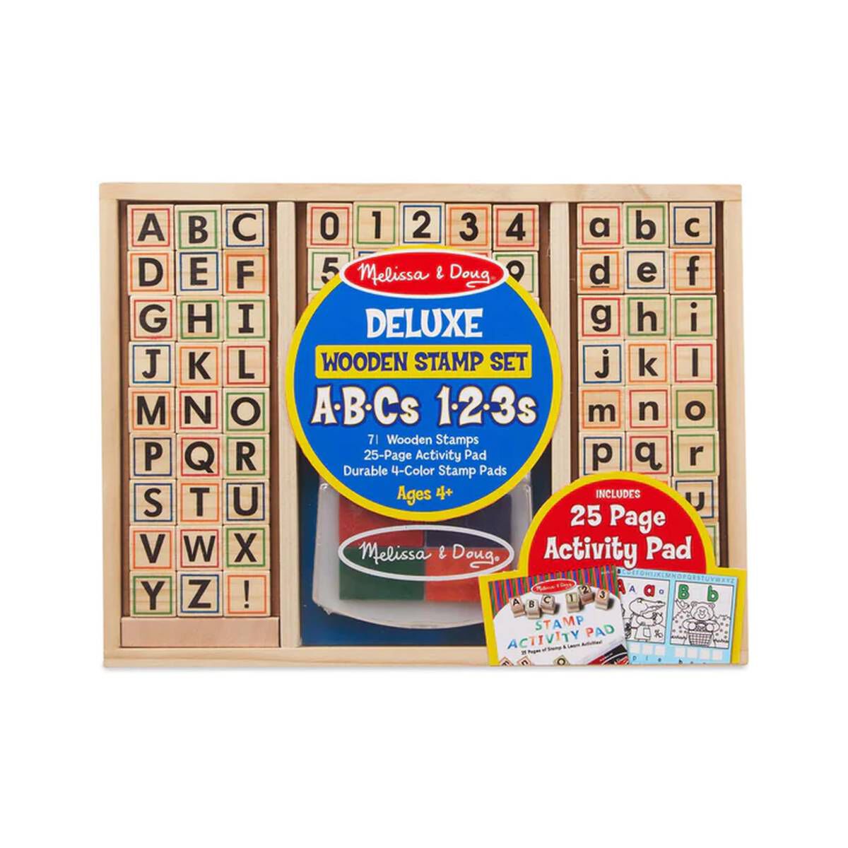 Melissa Doug ABC 123 Wooden Stamp Set