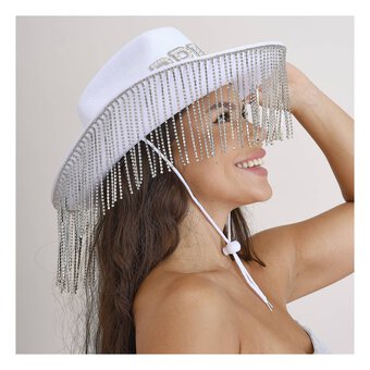 Ginger Ray White Embellished Bride Cowboy Hat image number 3