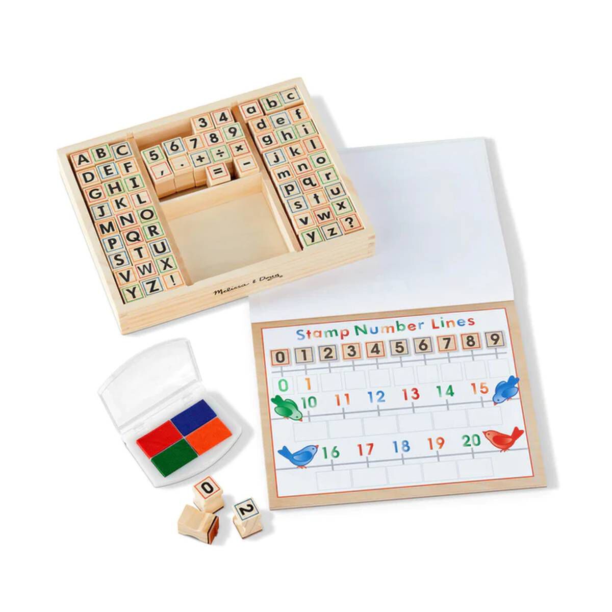 Melissa Doug ABC 123 Wooden Stamp Set Hobbycraft