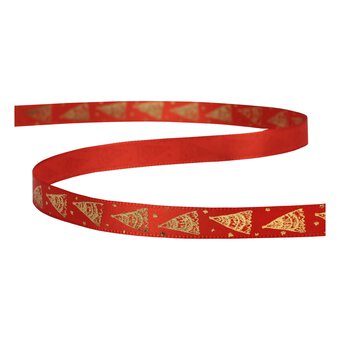 Red Trees Printed Ribbon 10mm x 3m image number 3