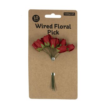 Mini Red Rose Wired Floral Picks 10 Pack image number 5