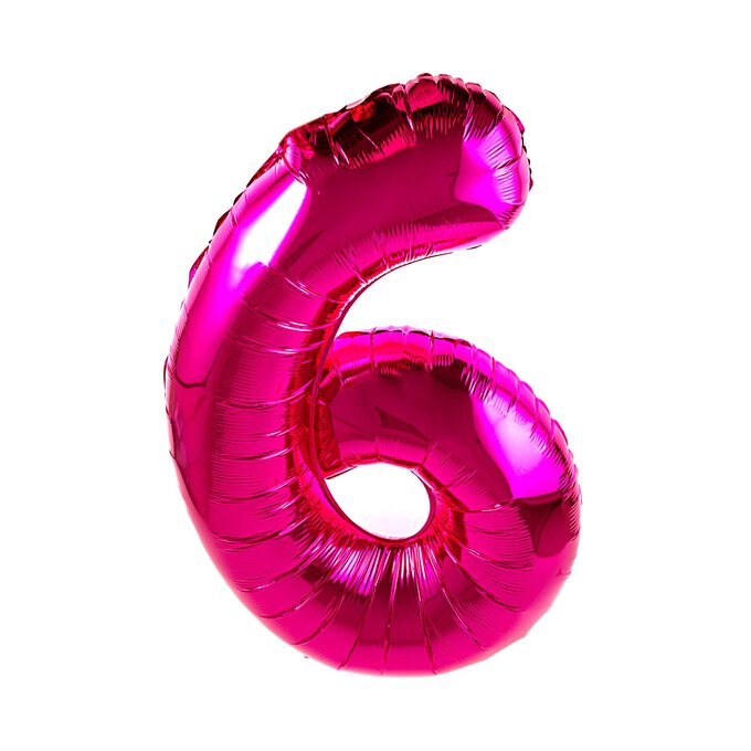 Extra Large Pink Foil Number 6 Balloon image number 1