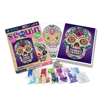 Kitfix Sugar Skull Sequin Art Craft Teen Kit image number 4