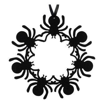 Black Felt Spider Wreath 20cm 