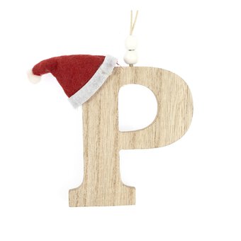 Hanging Wooden Christmas Letter P 9cm image number 3