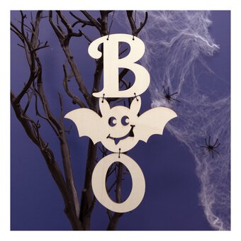 Hanging Wooden Boo Sign 23.5cm