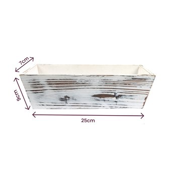 White Distressed Wooden Tray 25cm x 9cm x 7.5cm image number 4