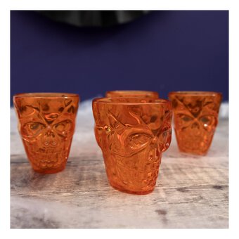 Mini Orange Skull Shot Glasses 4 Pack