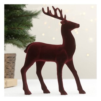 Burgundy Velvet Stag 32cm