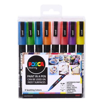  POSCA Black & White - Fine to Medium Set of 8 Pens PC-5M,  PC-3M, PC-1M, PC-1MR : Arts, Crafts & Sewing