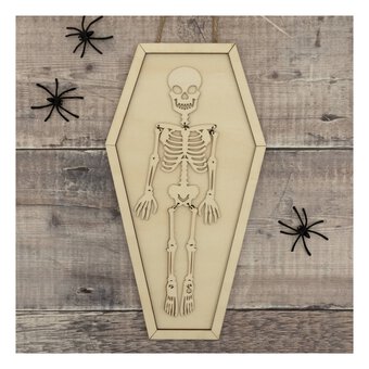 Hanging Wooden Skeleton Coffin Decoration 30cm