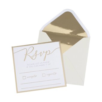 Invitation Cards - 24-Count 4 inch x 6 inch White Invitation Cards You Are Invited in Rose Gold Foil Lettering with 26 Foil Kraft Envelopes for