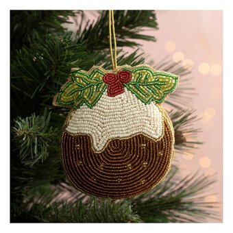 Beaded Christmas Pudding Decoration 10cm