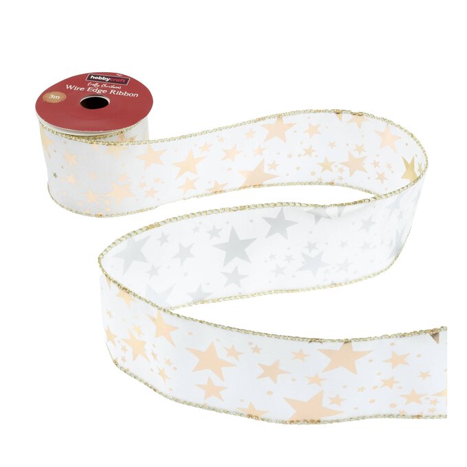 Gold Star Wire Edge Ribbon 63mm x 3m image number 1