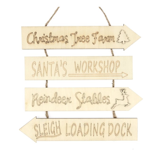 Hanging Wooden Christmas Signs 4 Pieces image number 1