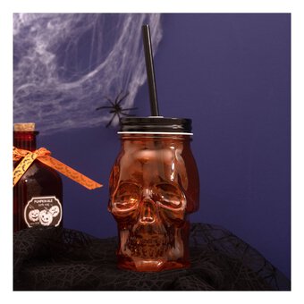 Orange Skull Drinking Jar 