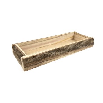 Natural Wash Bark Wooden Tray 39cm x 15cm x 5cm