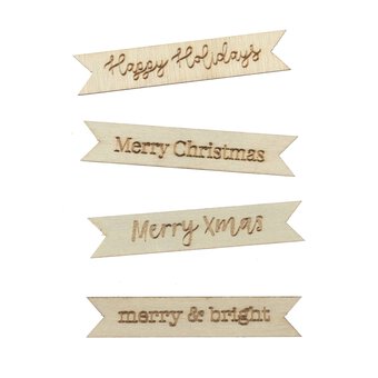 Christmas Phrase Wooden Toppers 4 Pack