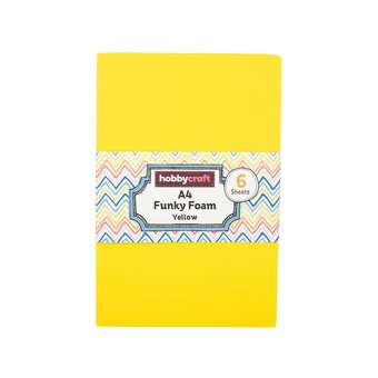 Yellow EVA Foam Sheets A4 6 Pack