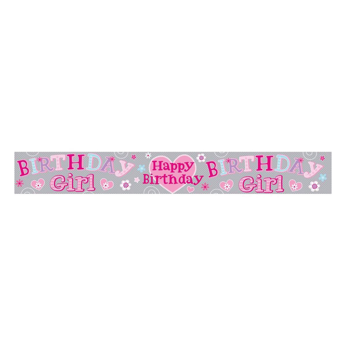 Happy Birthday Girl Party Banner 12cm x 102cm | Hobbycraft