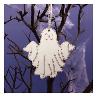 Hanging Wooden Ghost Decoration 10cm