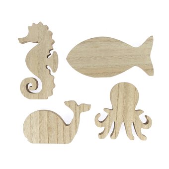Wooden Marine Animals 4 Pack