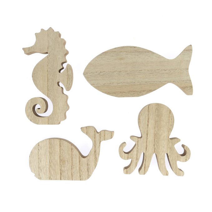 Wooden Marine Animals 4 Pack image number 1