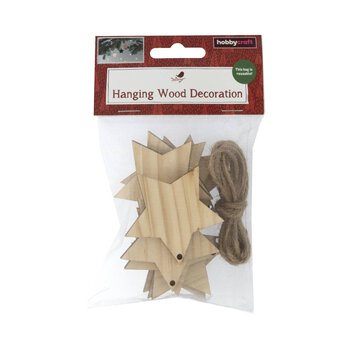 Natural Wood Hanging Stars 5.5cm 10 Pack image number 6