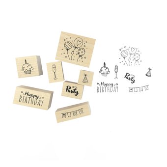 Party Wooden Stamp Set 7 Pieces