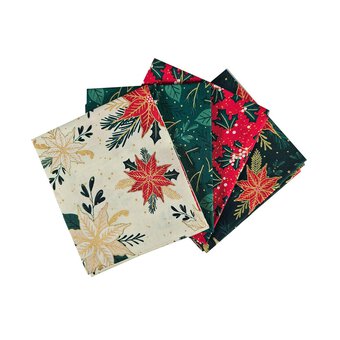 Poinsettia Cotton Fat Quarters 4 Pack